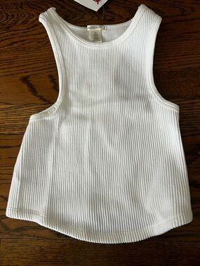 Bozzolo White Ribbed Scoop-Neck Tank